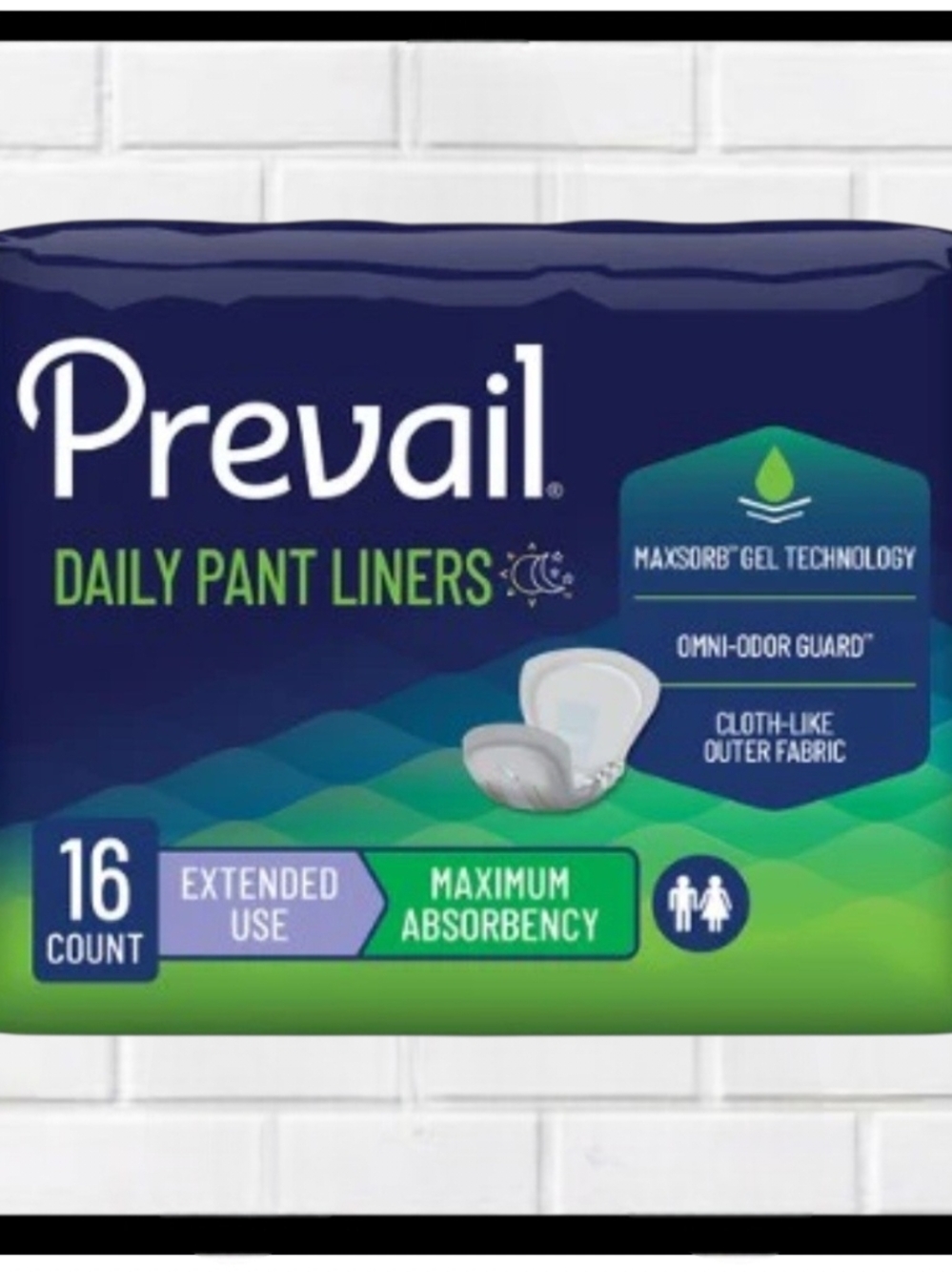 PREVAIL Unisex Daily Pant Liners  2 Packs of 16 = 32 Ct NEW